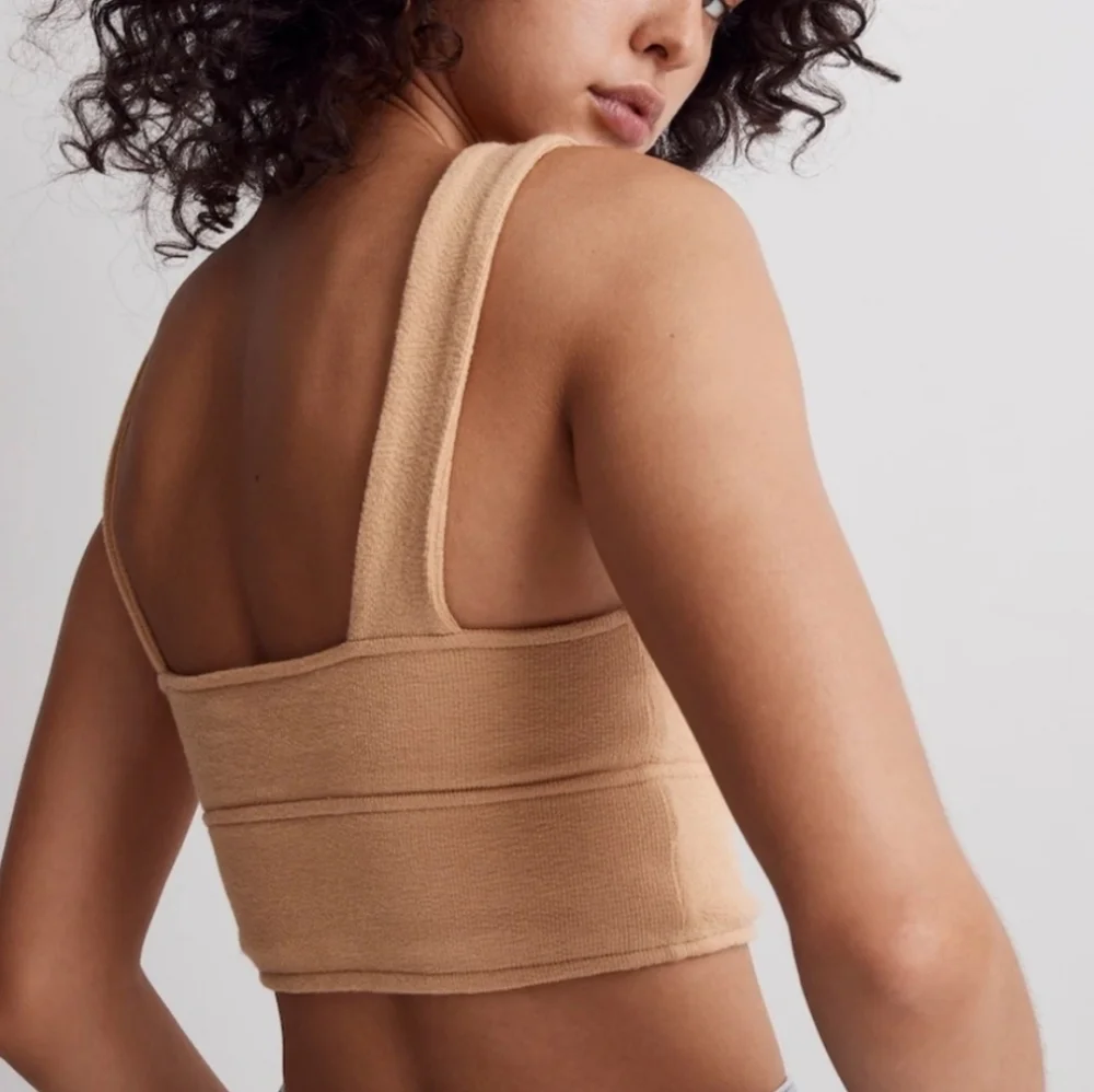 Madewell Cutout Knot-Front Cropped Tank Dried Straw Medium - Picture 2 of 5